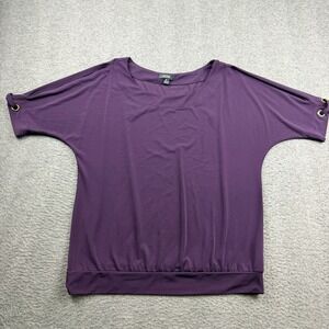 AUW Womens Purple Cold Shoulder Dolman Sleeve Grommet Blouse‎ Top Size M Medium